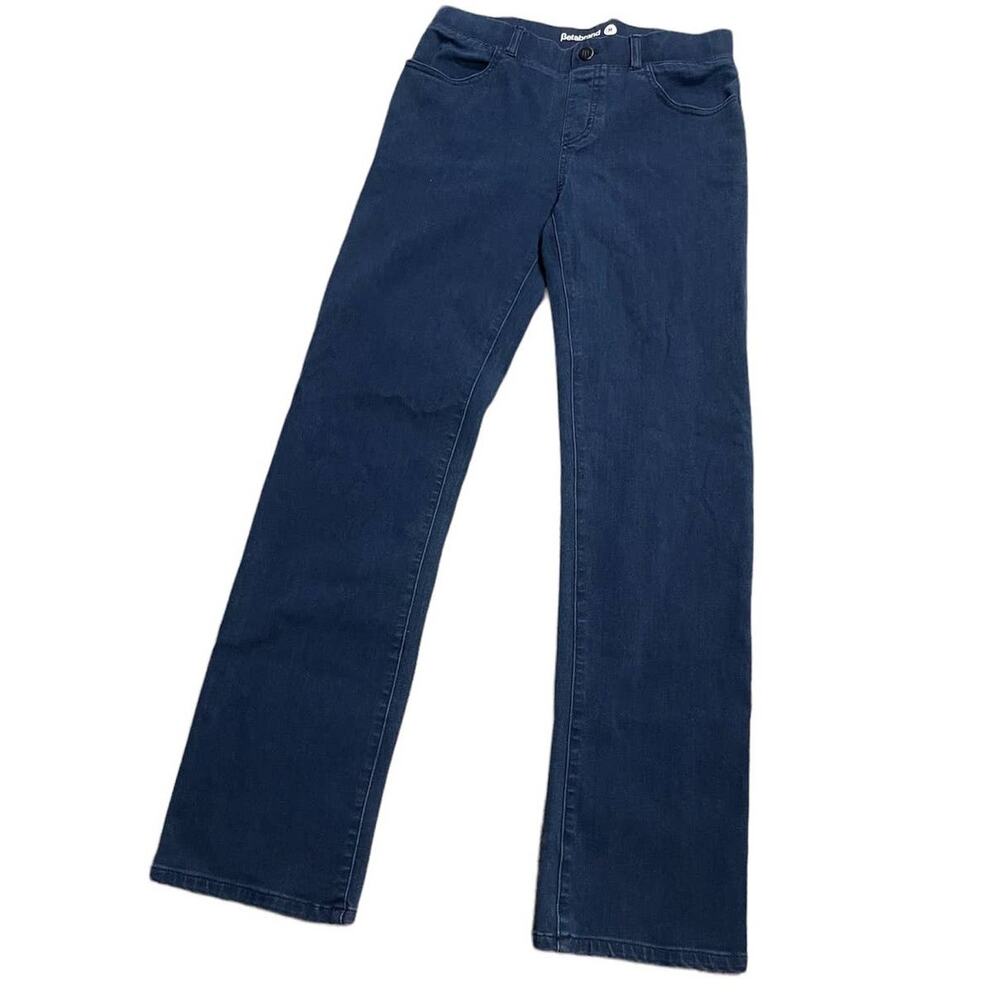 Betabrand Yoga Denim Women's Medium Mid Rise Pull On Stretch Jeans Pants Blue